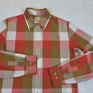 Filson Hyland Womens Medium Button Up Plaid Shirt Red Tan White Khaki # 20049641